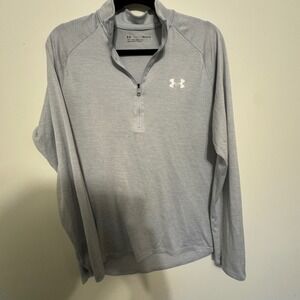 Under Armour Men's Medium Gray Long Sleeve 1/4 Zip Pullover Athletic Top‎